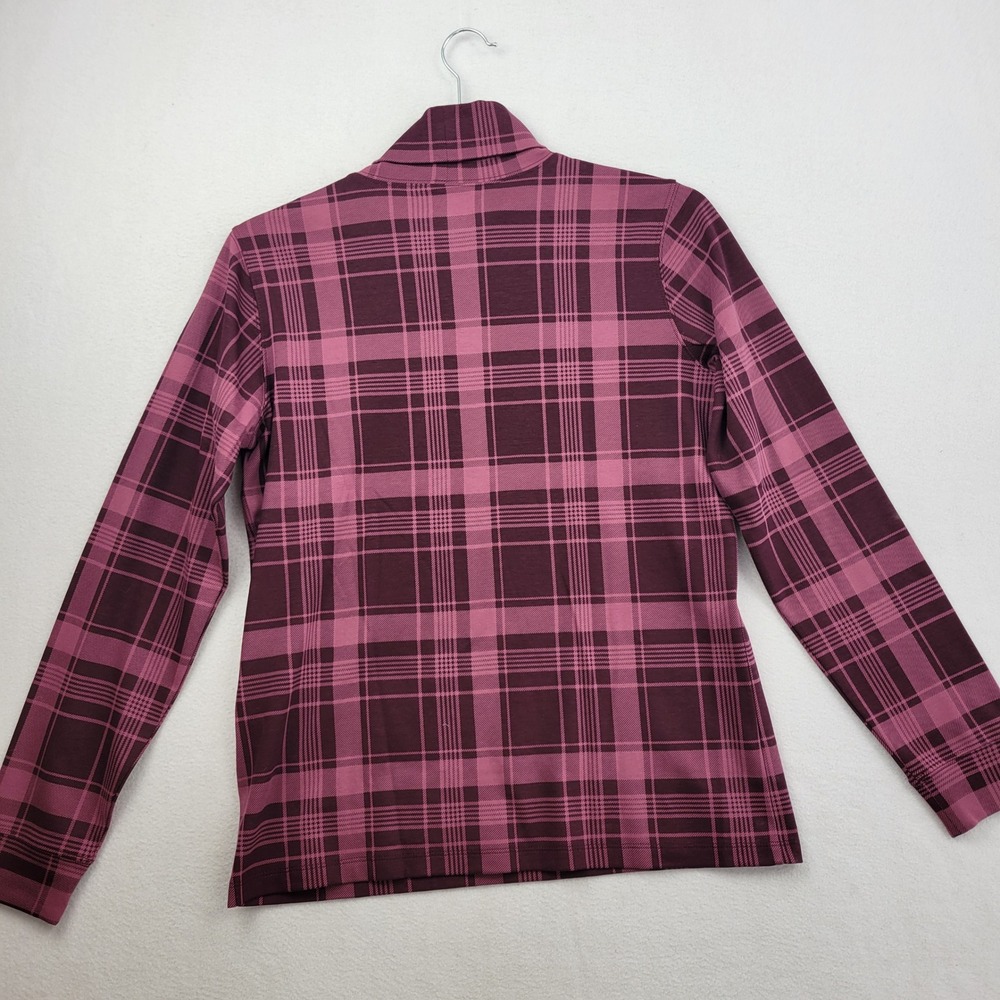 LL Bean Womens Interlock‎ Turtleneck Womens Small Top Plum Pink Plaid 523747 - Picture 10 of 12